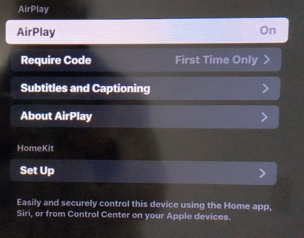 turn on AirPlay on Roku OS device