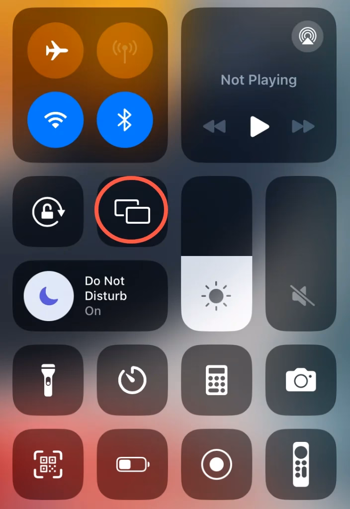 tap Screen Mirroring on iPhone
